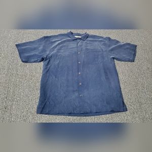 Tommy Bahama Shirt Mens Adult M Blue Floral Button Down Silk Camp Casual